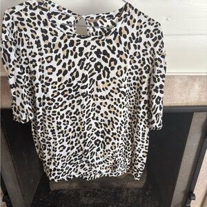 Equipment Black and White Animal Print Blouse